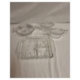 Set of 4 Clear Glass Serving Dishes with Handles