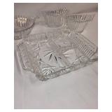 Set of 4 Clear Glass Serving Dishes with Handles