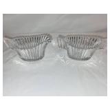 Set of 4 Clear Glass Serving Dishes with Handles