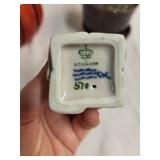 Royal Copenhagen Mouse on Sugar Cube, Glass Pumpkin and Decorative Orchid Plant