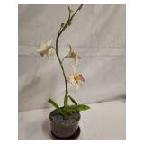 Royal Copenhagen Mouse on Sugar Cube, Glass Pumpkin and Decorative Orchid Plant