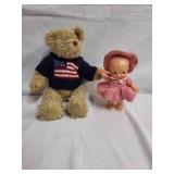Vintage Kewpie Doll and TY Beanie Baby Bear