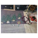Collection of Artificial Mini Christmas Trees with Stand and Berry Garland