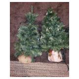 Collection of Artificial Mini Christmas Trees with Stand and Berry Garland