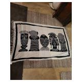 Decorative Rayon Tapestry with Abstract Faces Design by KAILA