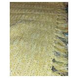 Colorful Handmade Quilt and Yellow Knitted Throw Blanket