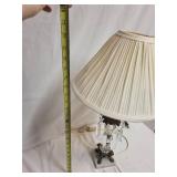 Elegant Pair of Crystal Table Lamps with Pleated Shades
