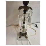 Elegant Pair of Crystal Table Lamps with Pleated Shades