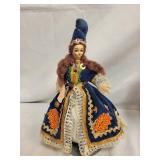 Set of 3 Handcrafted Dolls: Swiss Musical, Russian, and Mexican Designs