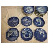 Collection of 27 Royal Copenhagen Blue Christmas Plates