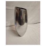 Polished Aluminum Flower Vase with Glass & Silver Accents