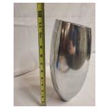 Polished Aluminum Flower Vase with Glass & Silver Accents