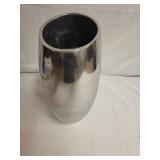 Polished Aluminum Flower Vase with Glass & Silver Accents