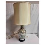 Vintage Ceramic Table Lamp with Floral Design and Shade