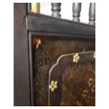 Antique Wood and Woven Fabric Room Divider Screen