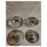 Set of 2 Vintage Silver-Plated Covered Dishes with Lids and Ladle