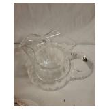 Vintage Glassware Collection: Pitcher, Divided Platter, Compote Dish