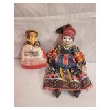 Set of 2 Decorative Porcelain Dolls with Traditional Attire