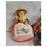 Set of 2 Decorative Porcelain Dolls with Traditional Attire