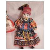 Set of 2 Decorative Porcelain Dolls with Traditional Attire