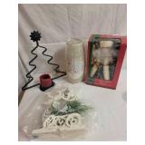 Holiday Collection with Tree Candle Holder, Mosaic Vase, and Fiber Optic Santa