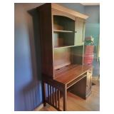 Beautiful Ethan Allen Solid Wood Desk with Hutch, Cabinetry and Coin Bank in Autumn Cherry