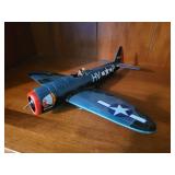 Collection of Model Plane, Wooden Sled Decoration, and Vintage Lacrosse Stick