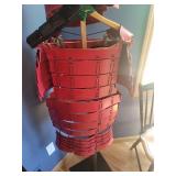 Traditional Red Samurai Costume with Helmet and Display Stand