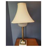 Table Lamp with Brass Column and White Linen Shade