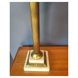 Table Lamp with Brass Column and White Linen Shade