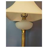 Table Lamp with Brass Column and White Linen Shade