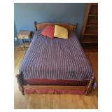 Solid Wood Full-Size Bed Frame with Bedding and Pillows