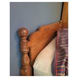 Solid Wood Full-Size Bed Frame with Bedding and Pillows