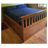 Solid Wood Queen Size Platform Bed Frame with Storage Drawers