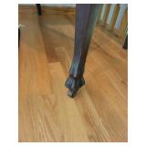 Antique Wooden Bench with Black Cushion and Floral Embroidery