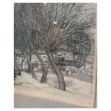 Framed Artwork of Winter Scene, c. 1950