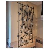 Pair of Decorative Wall-Mounted Iron Candle Holder with Glass Votives