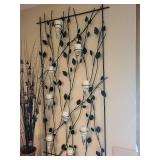 Pair of Decorative Wall-Mounted Iron Candle Holder with Glass Votives