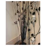 Large Decorative Floor Vase with Texture Design and Dried Floral Arrangement