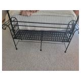 Decorative Black Metal Bench with Lattice Design