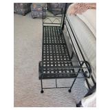 Decorative Black Metal Bench with Lattice Design