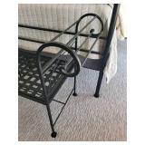 Decorative Black Metal Bench with Lattice Design