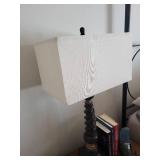 2 Wooden Table Lamps with White Lampshades