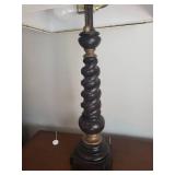 2 Wooden Table Lamps with White Lampshades