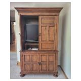 Oak Entertainment Armoire with Adjustable Shelves and Storage - TV and Contents not included