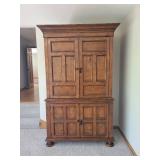 Oak Entertainment Armoire with Adjustable Shelves and Storage - TV and Contents not included