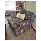 Matching Pair of Floral Armchairs with Ottoman