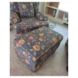 Matching Pair of Floral Armchairs with Ottoman