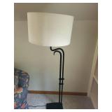 Adjustable Black Floor Lamp with White Fabric Shade