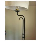 Adjustable Black Floor Lamp with White Fabric Shade